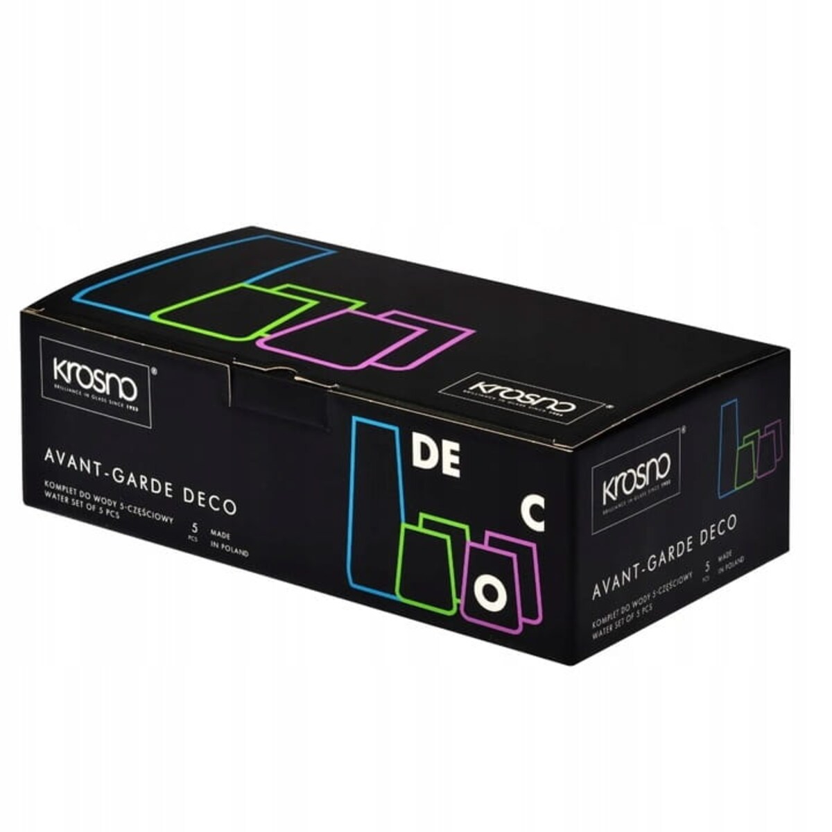 Kolorowy Komplet Avant-Garde Deco Krosno 4 Szklanki Karafka do Wody Napojów