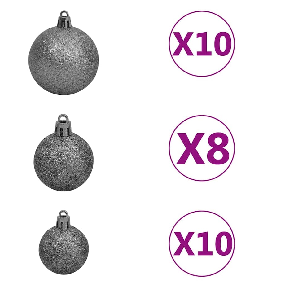 vidaXL Sztuczna choinka z lampkami i bombkami, biała, 240 cm