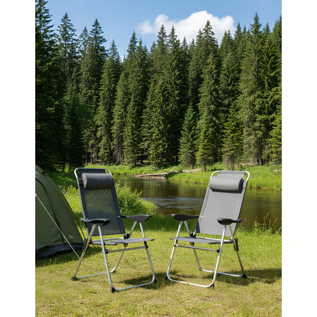 Zestaw 2 krzeseł ogrodowych ASINE Składane Metal Szary
