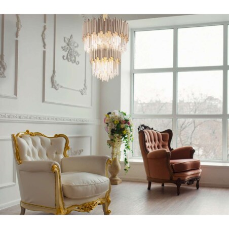 LAMPA wisząca VOGUE P0283 Maxlight glamour OPRAWA kryształowa zwis sople crystal złote przezroczyste