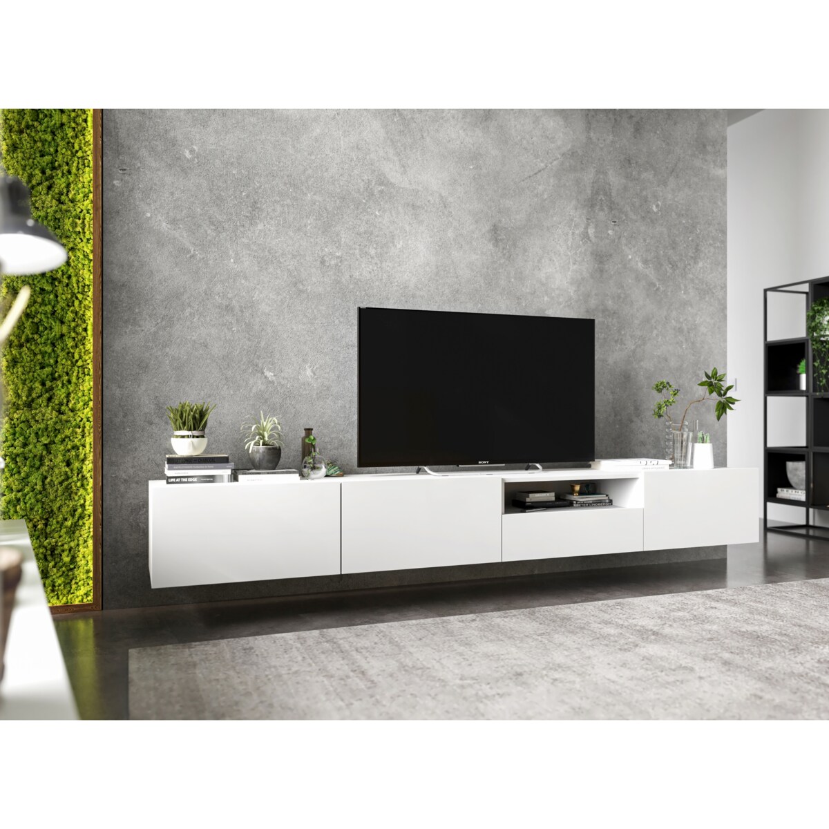 Wisząca Szafka RTV Komoda Loft Biały MAT szuflada 120 cm