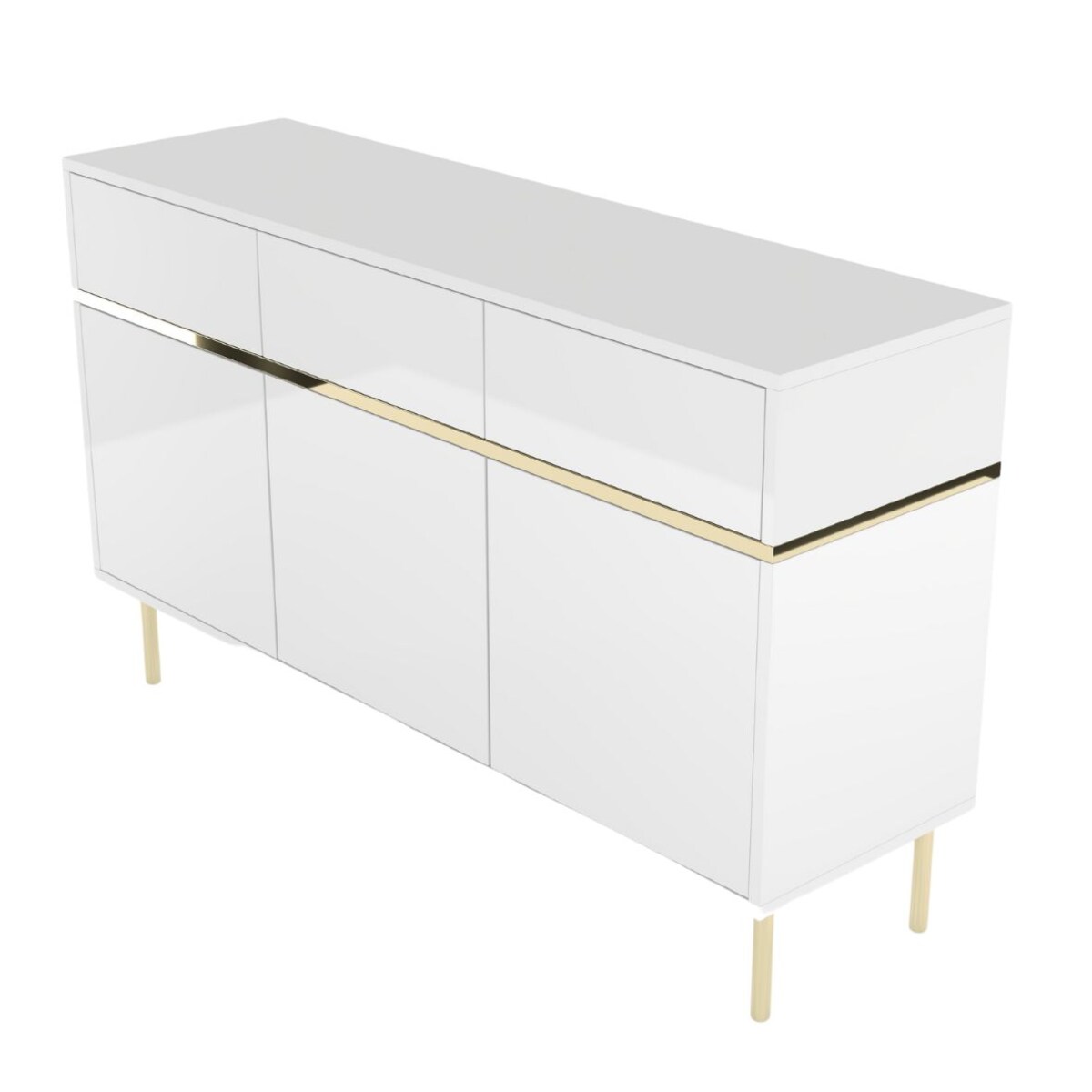 Elegancka biała komoda Dancan MARIKA ze złotymi dodatkami