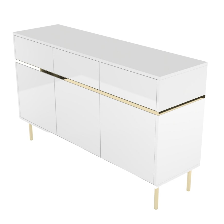 Elegancka biała komoda Dancan MARIKA ze złotymi dodatkami