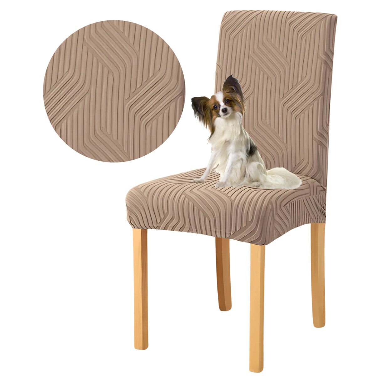 POKROWIEC NA KRZESŁO BEŻ CAPPUCCINO ŻAKARD WARKOCZ [10-Z8-CP]