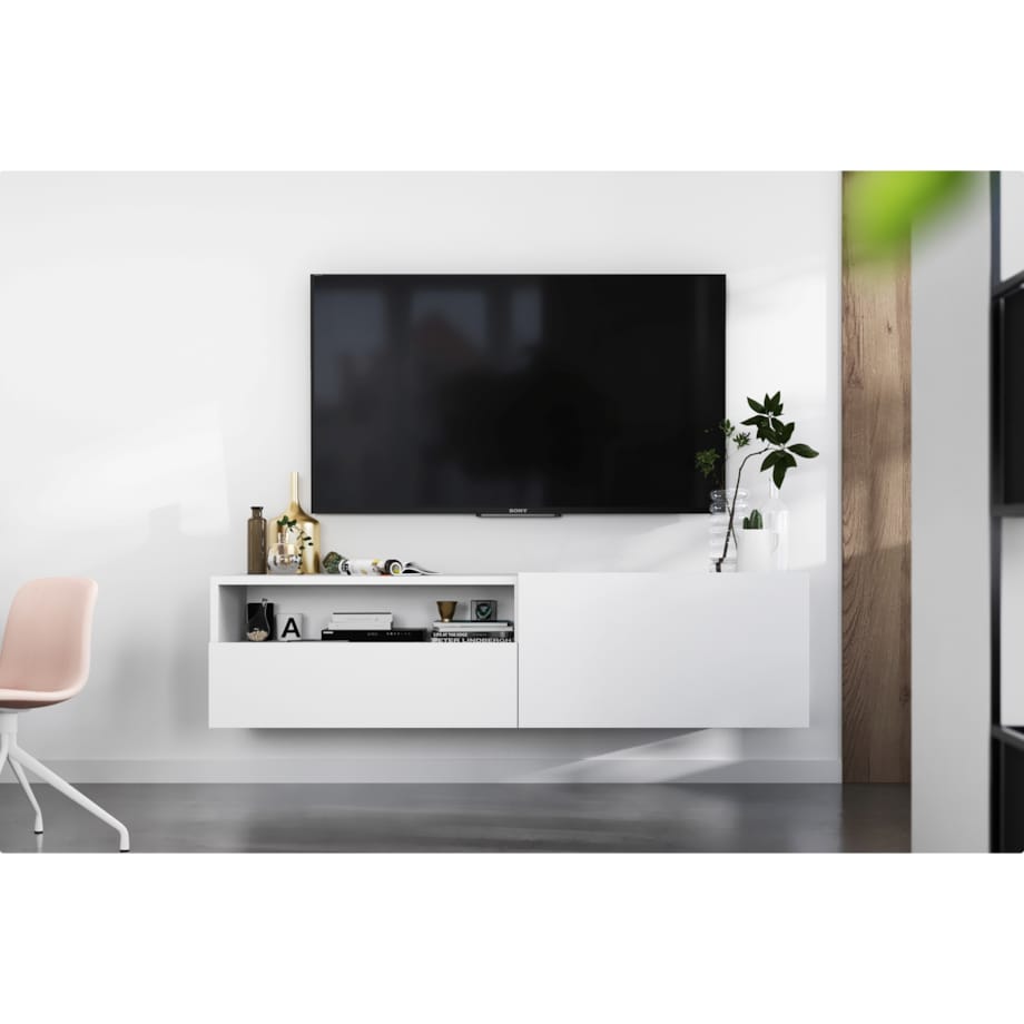 Wisząca Szafka RTV Komoda Loft Biały MAT szuflada 120 cm