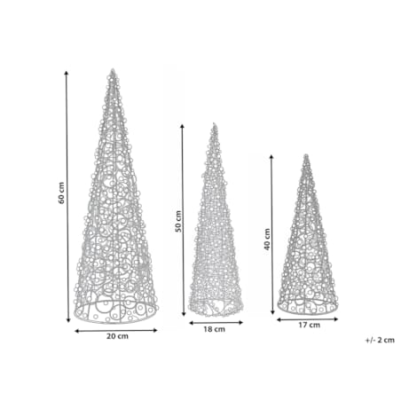 Zestaw 3 figurek dekoracyjnych ROSAN Choinka 40/50/60 cm Biały