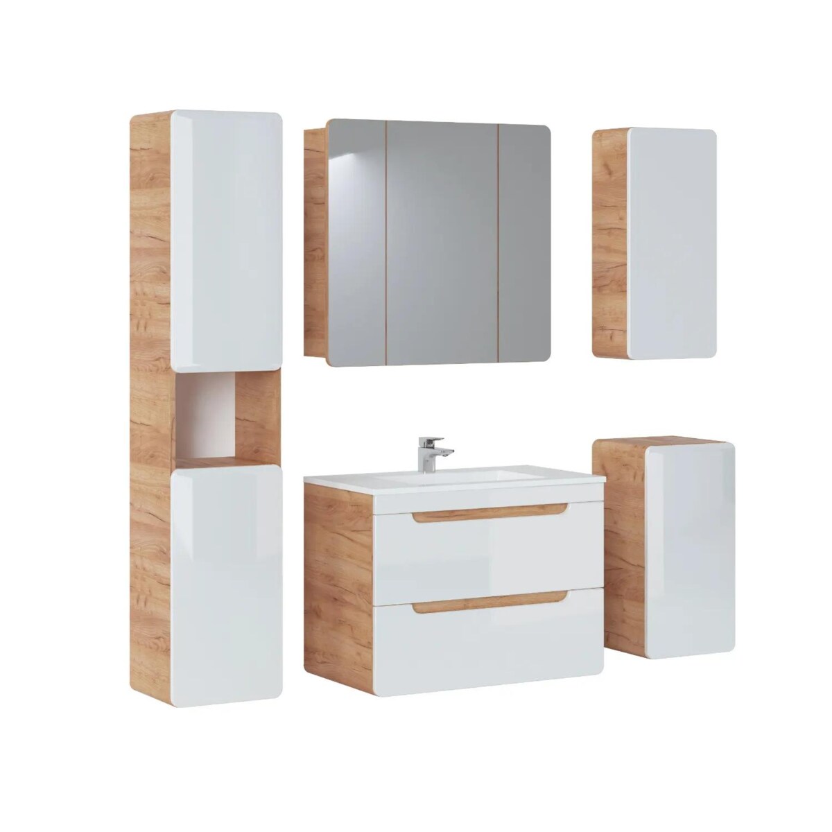 Szafka łazienkowa ARUBA 843 80 cm dąb z lustrem