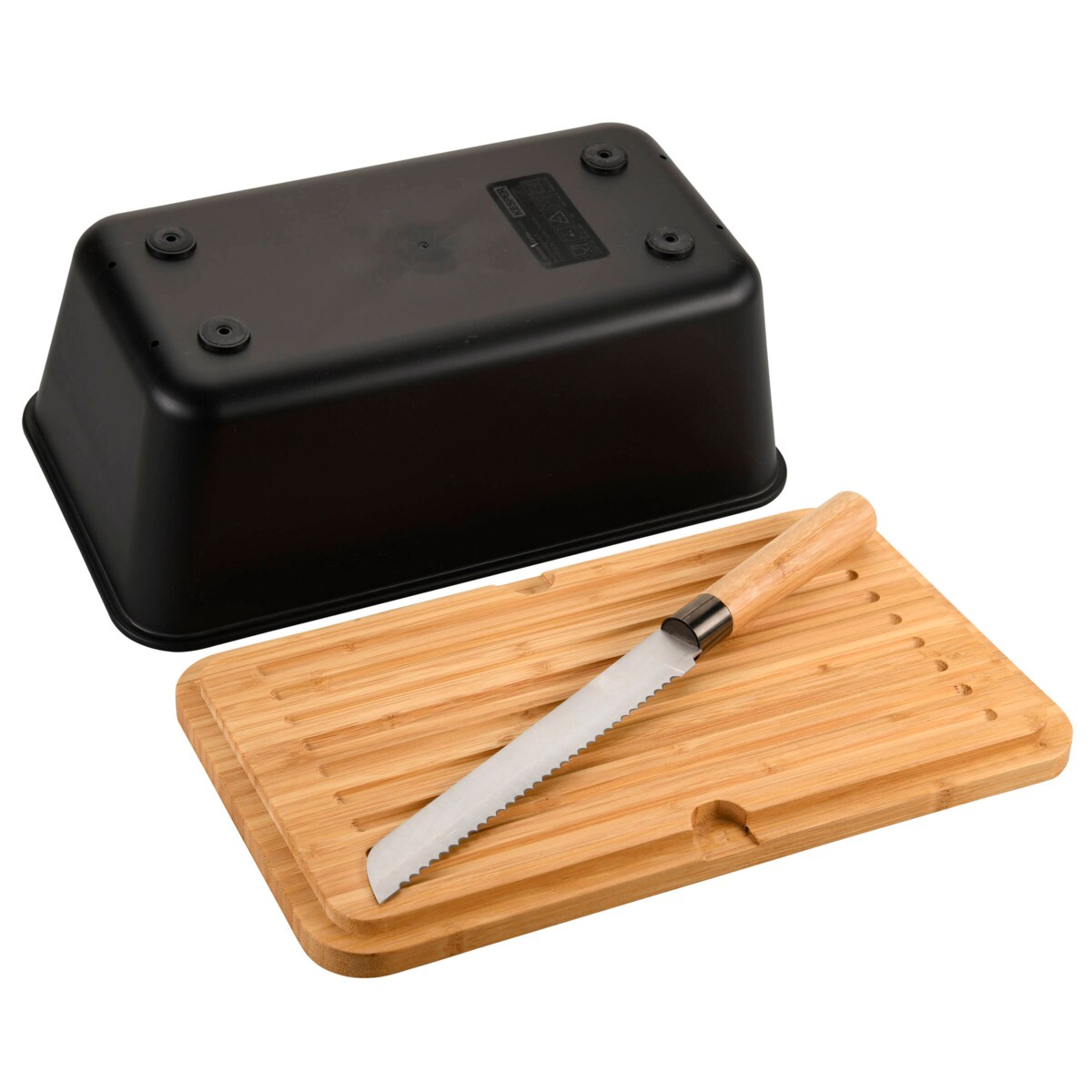 Chlebak z bambusową pokrywą i nożem do pieczywa, 35 x 20 cm