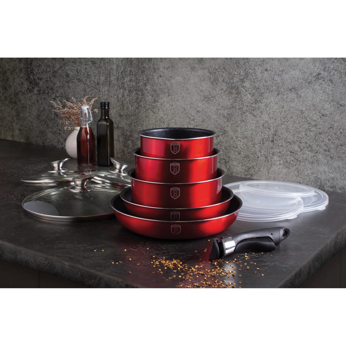 Zestaw 12 elementów garnki, patelnie, akcesoria BerlingerHaus BH-1674