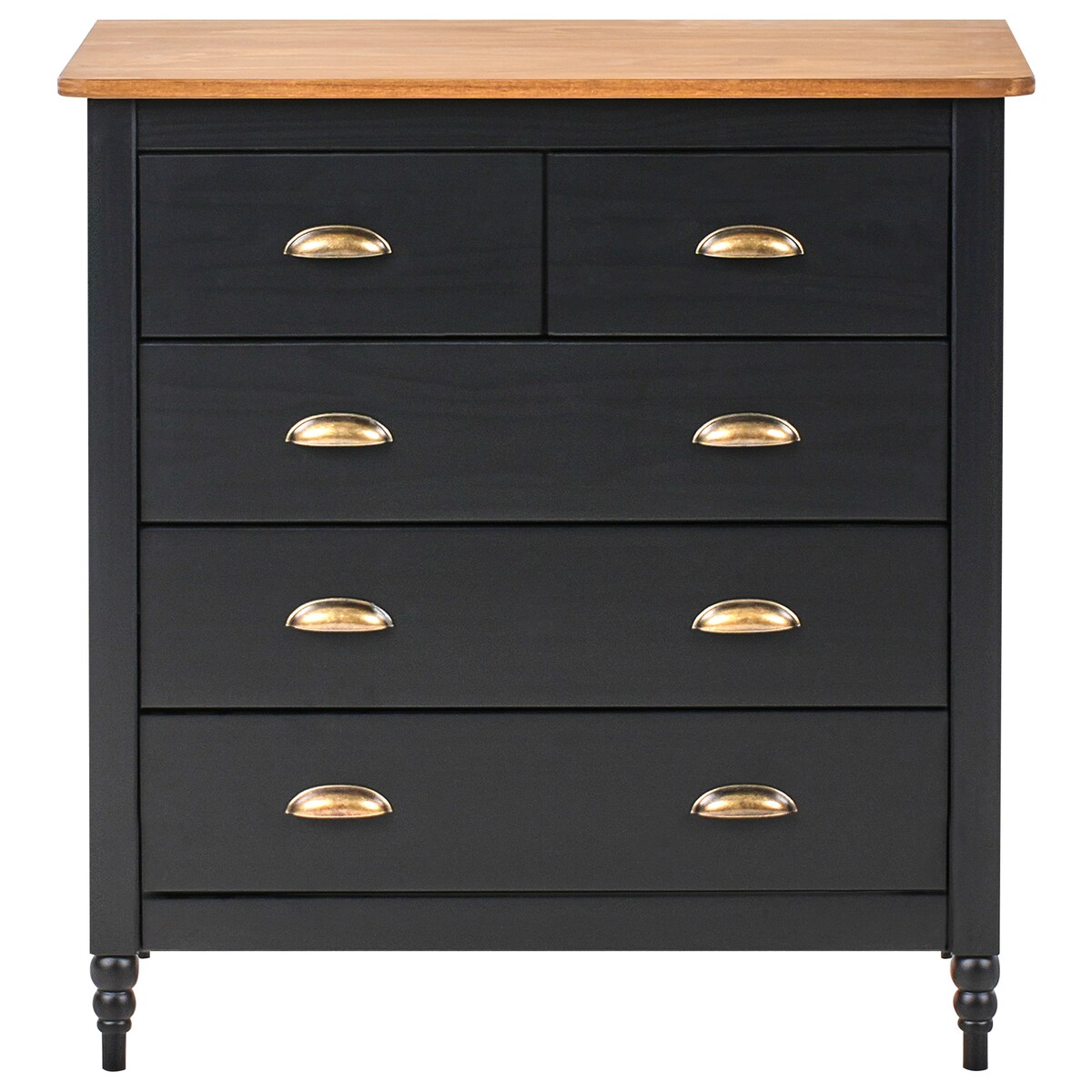Komoda 5 szuflad SHILLINGTON Drewno sosnowe Czarny