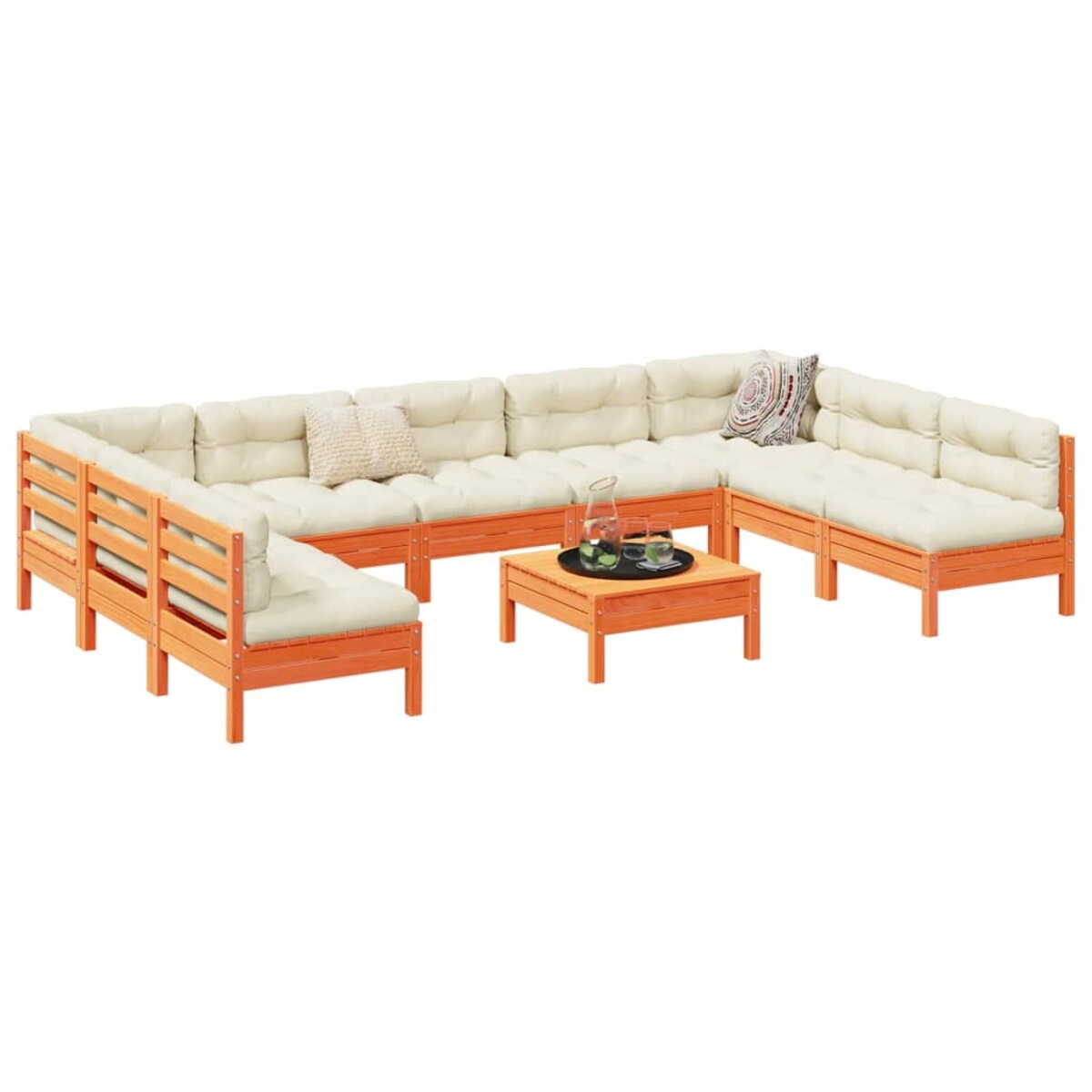 vidaXL 10-cz zestaw wypoczynkowy do ogrodu, z poduszkami, woskowy brąz