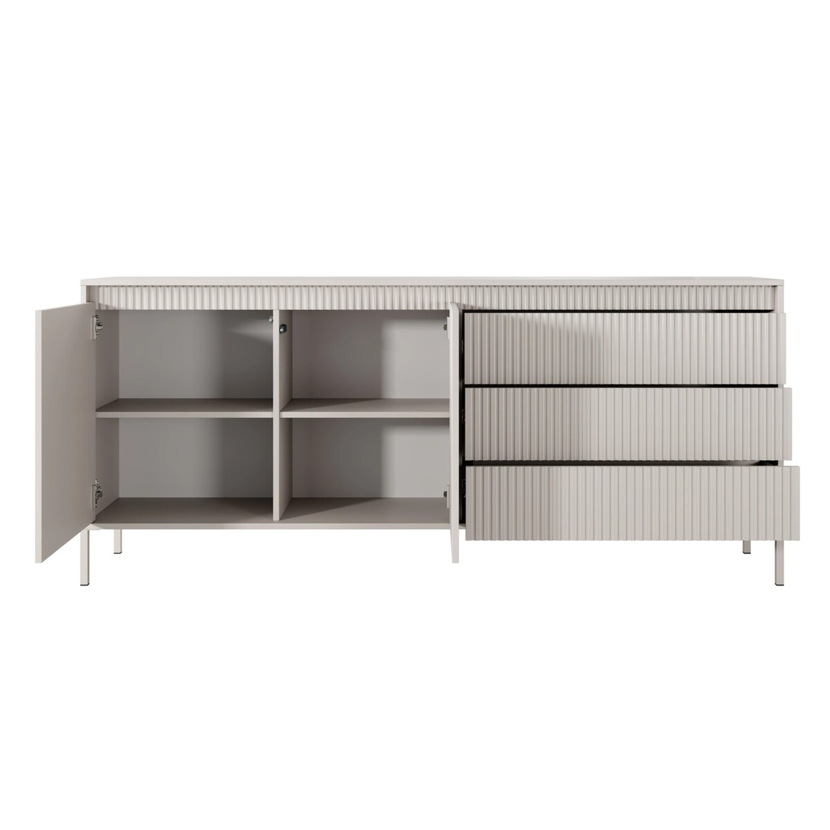 Komoda dwudrzwiowa z szufladami 81,4x187,1 cm LEMAL- big beżowy