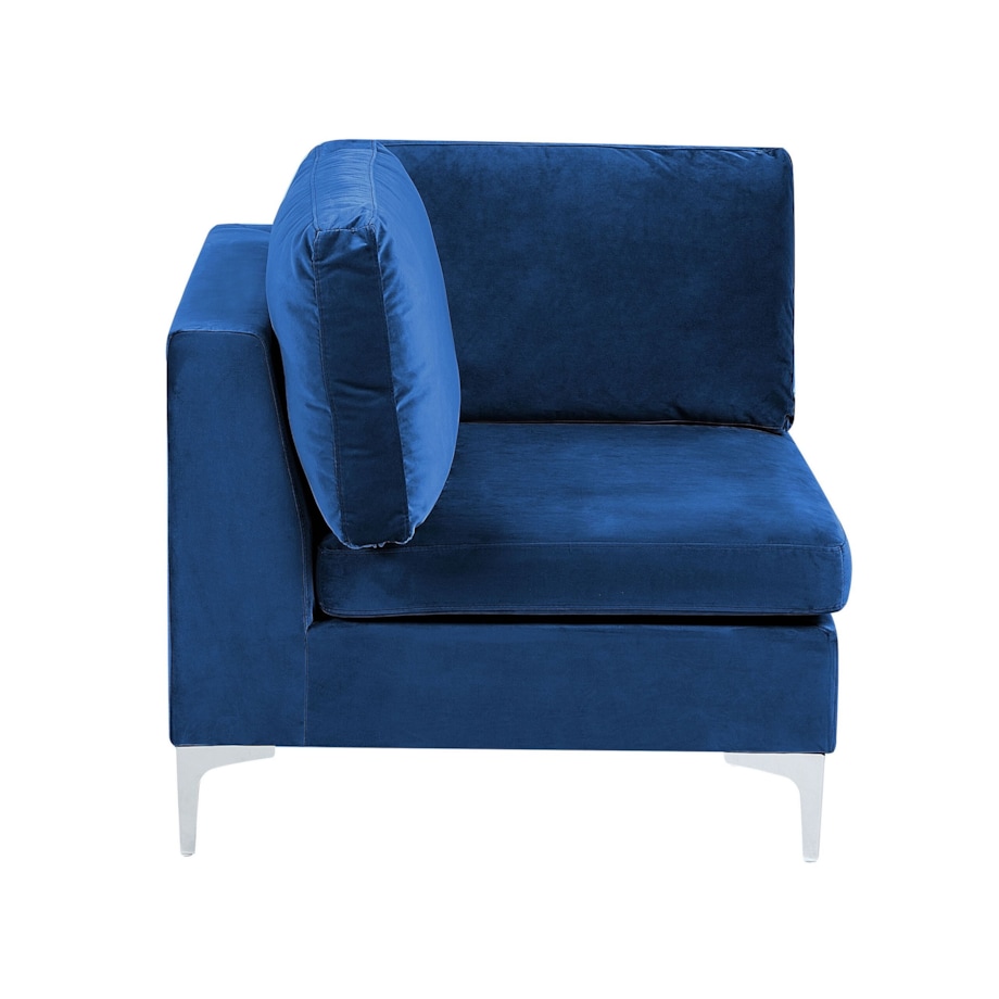 Narożnik modułowy 5-osobowy z otomaną welurowy prawostronny niebieski EVJA