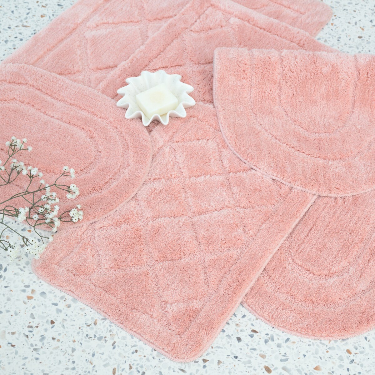 Zestaw 2szt Dywanik łazienkowy Soft 40x60 cm antyposlizgowy różowy