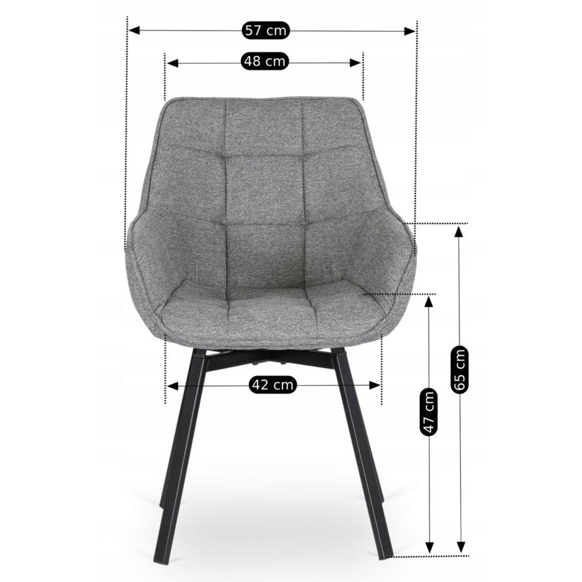 Krzesło Tapicerowane Do Jadalni Kuchni Salonu Obrotowe 360 Szare LUNA 2