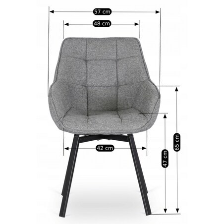 Krzesło Tapicerowane Do Jadalni Kuchni Salonu Obrotowe 360 Szare LUNA 2