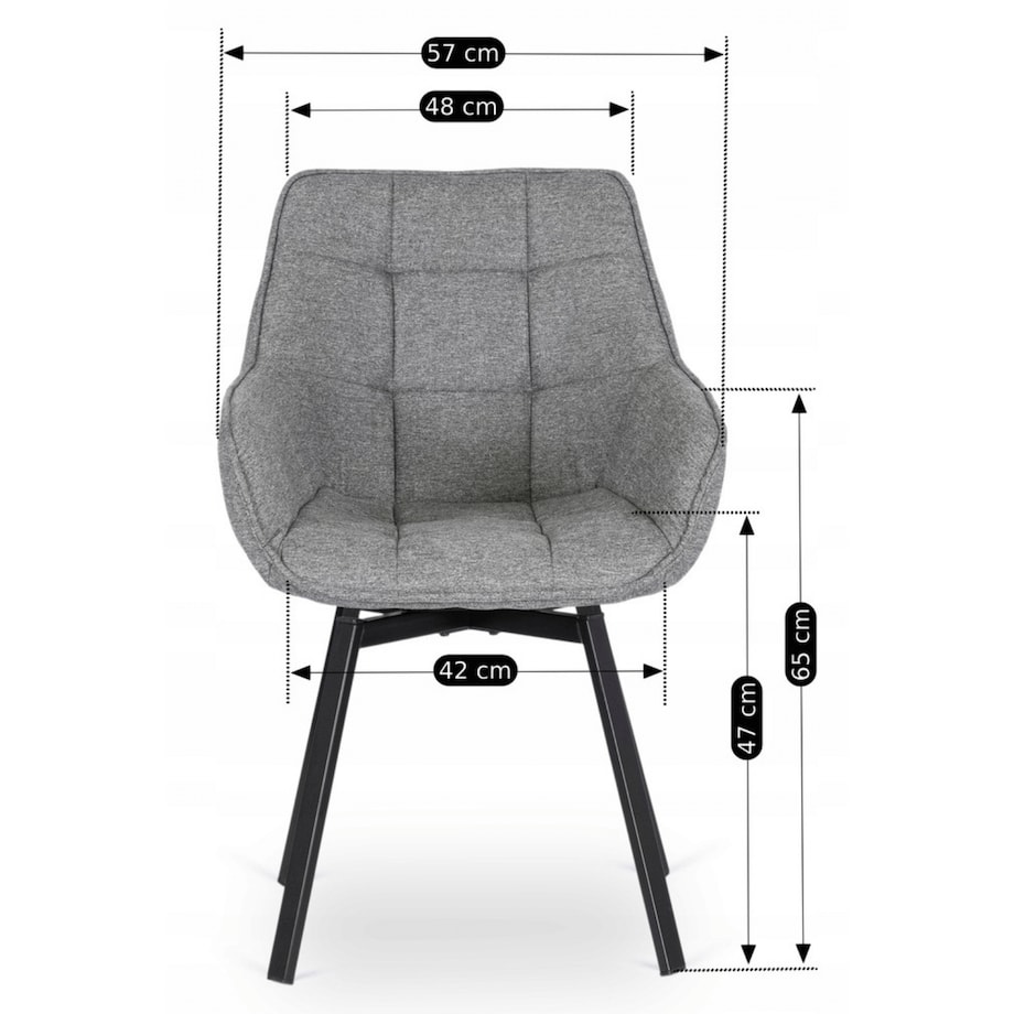 Krzesło Tapicerowane Do Jadalni Kuchni Salonu Obrotowe 360 Szare LUNA 2