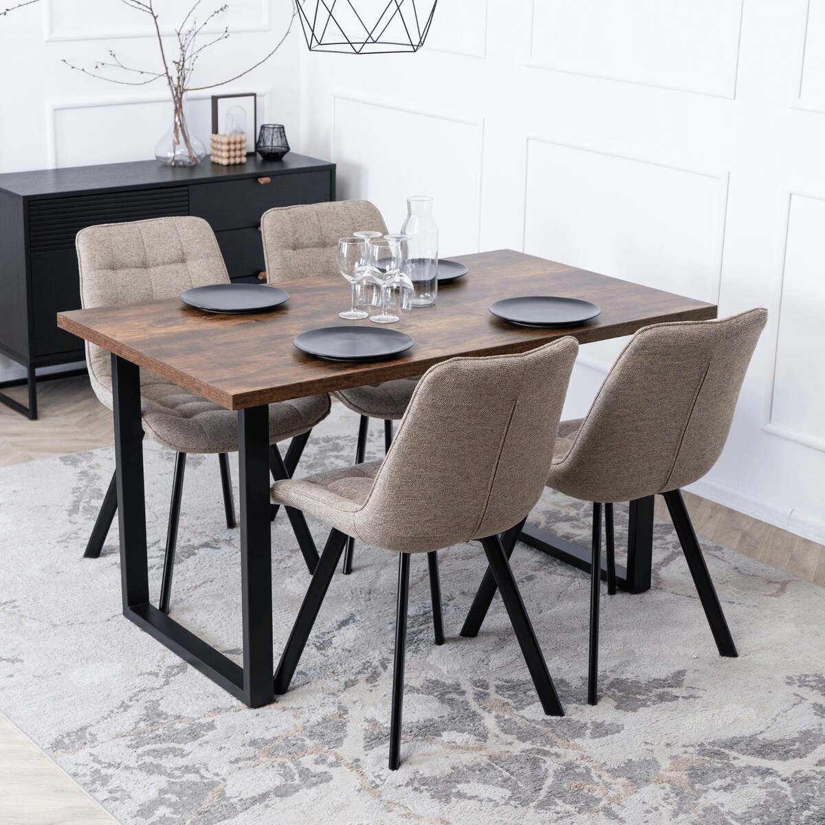 Krzesło Tapicerowane Do Jadalni Kuchni Salonu Loft Pikowane Beżowe RICK 2