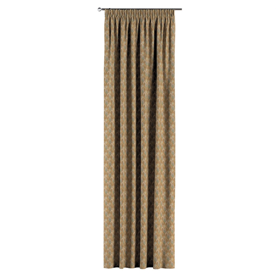 Zasłona na taśmie marszczącej 1 szt. 130x260 beżowo-zielony motyw roślinny