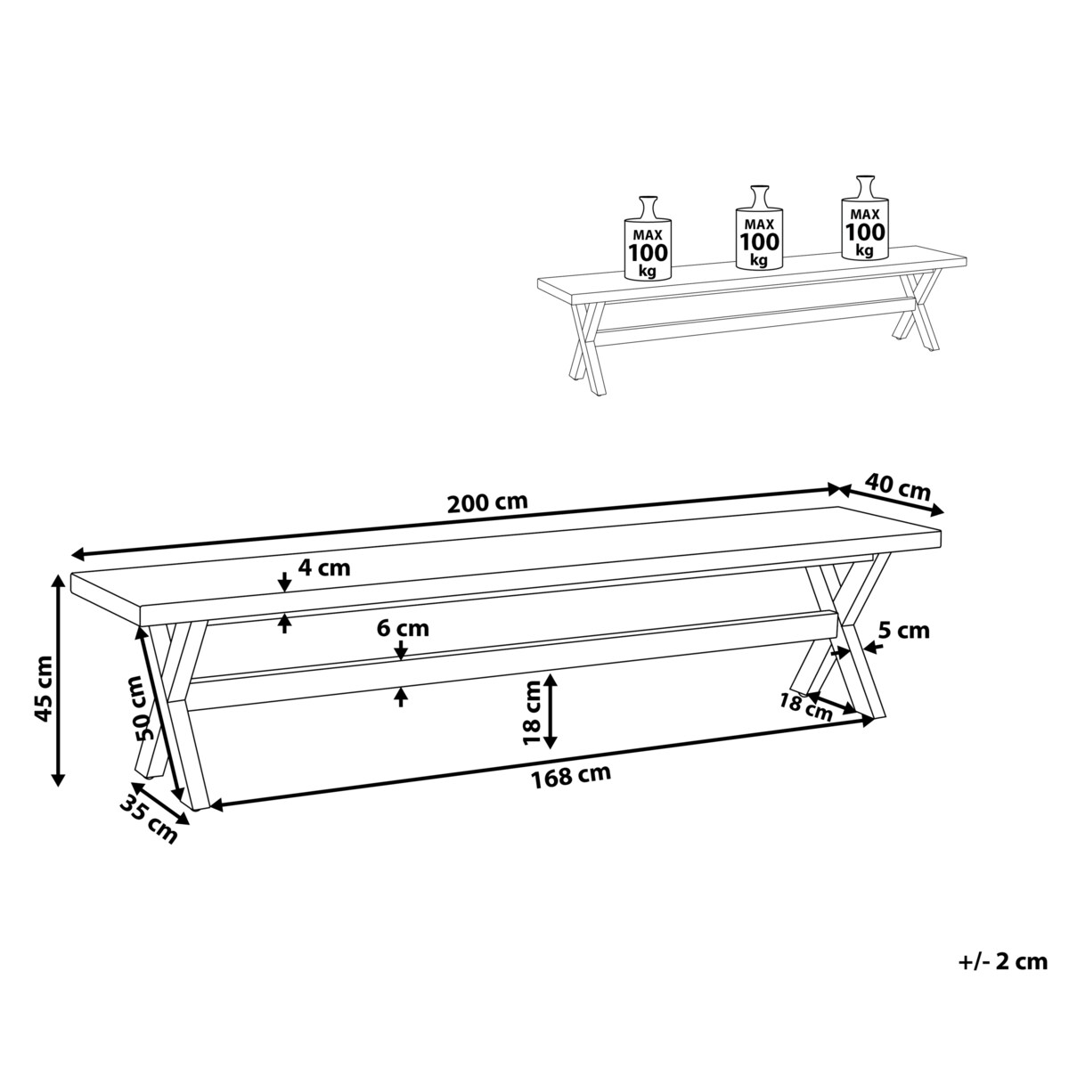 Ławka ogrodowa OLBIA 200 cm Beton Biały