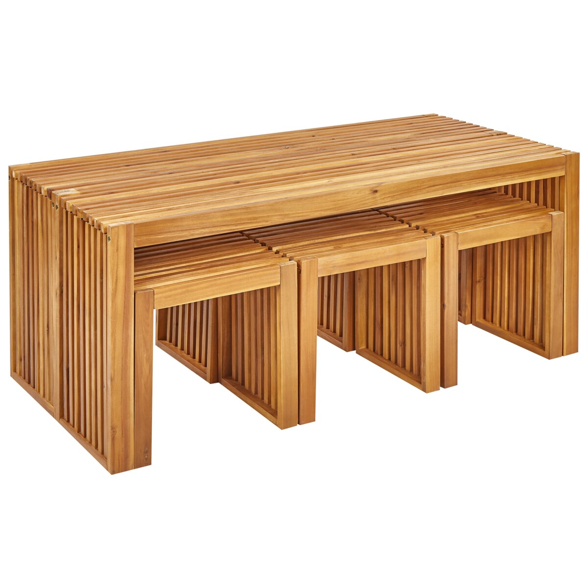 Zestaw ogrodowy z ławkami i stołkami dla 6 osób BELLANO Drewno akacjowe Brązowy