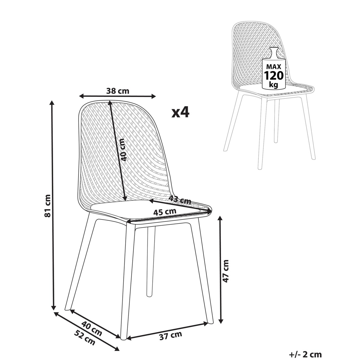 Zestaw 4 krzeseł do jadalni EMORY Jasnozielony