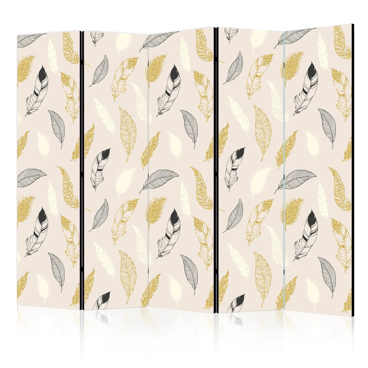 Parawan jednostronny Tła i desenie 225x172 cm 5-częściowy biały