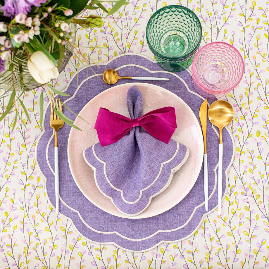 Haftowane podkładki Purple Petali - 6 sztuk