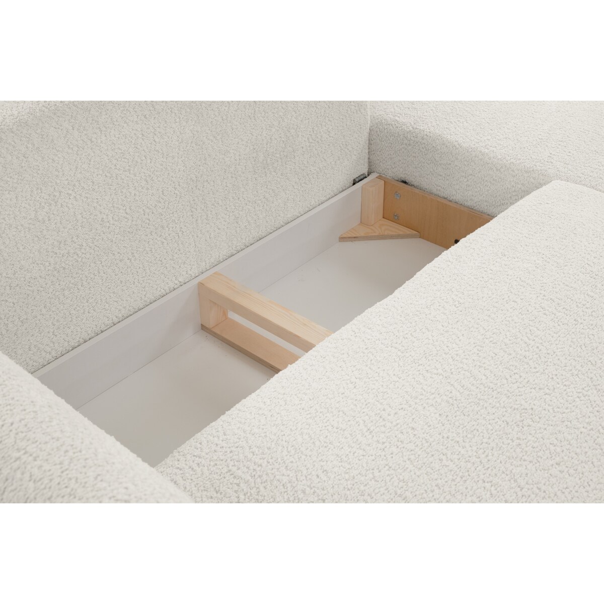 Narożnik DELI z funkcją spania na nóżkach, prawostronny, kremowy