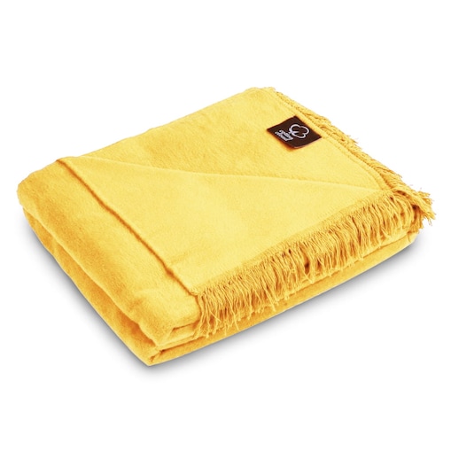 Koc bawełniany 150x200 kolor żółty