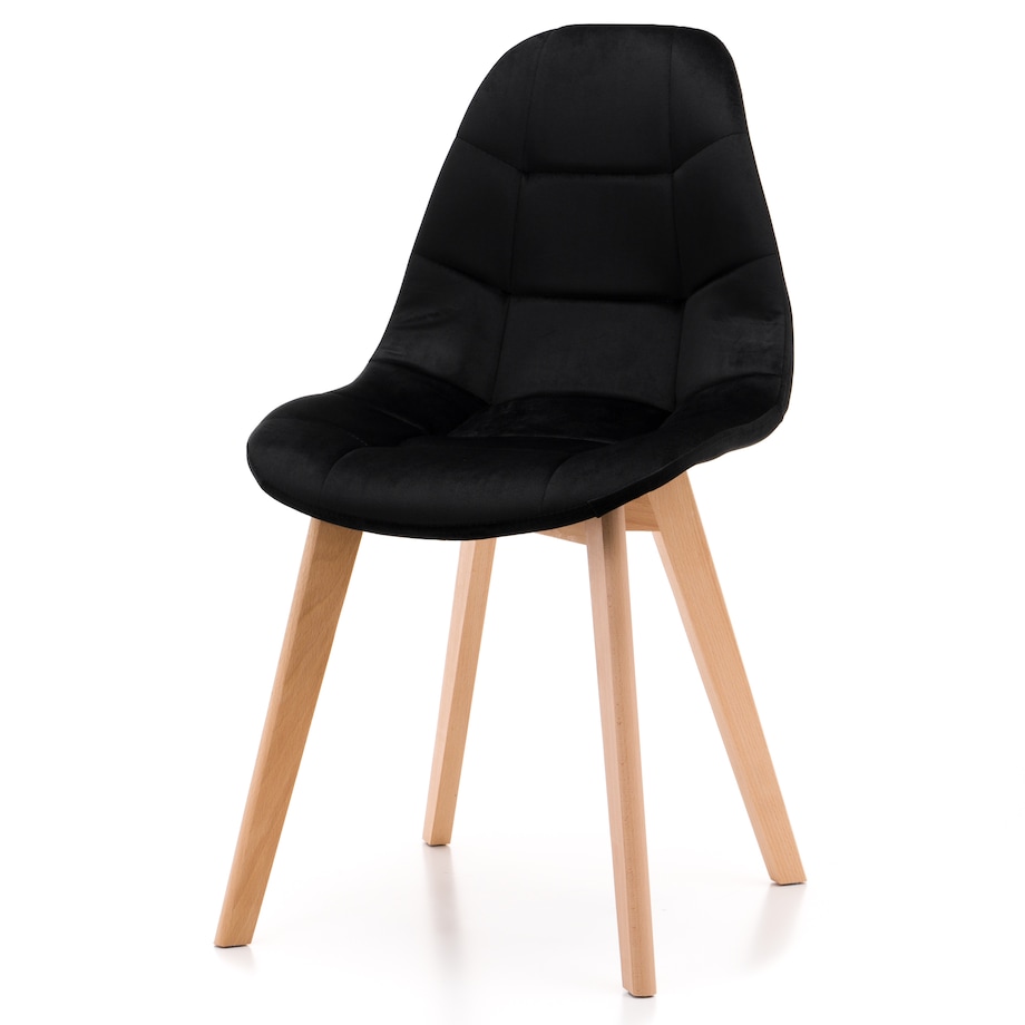 Krzesło tapicerowane skandynawskie welur VEGAS czarny