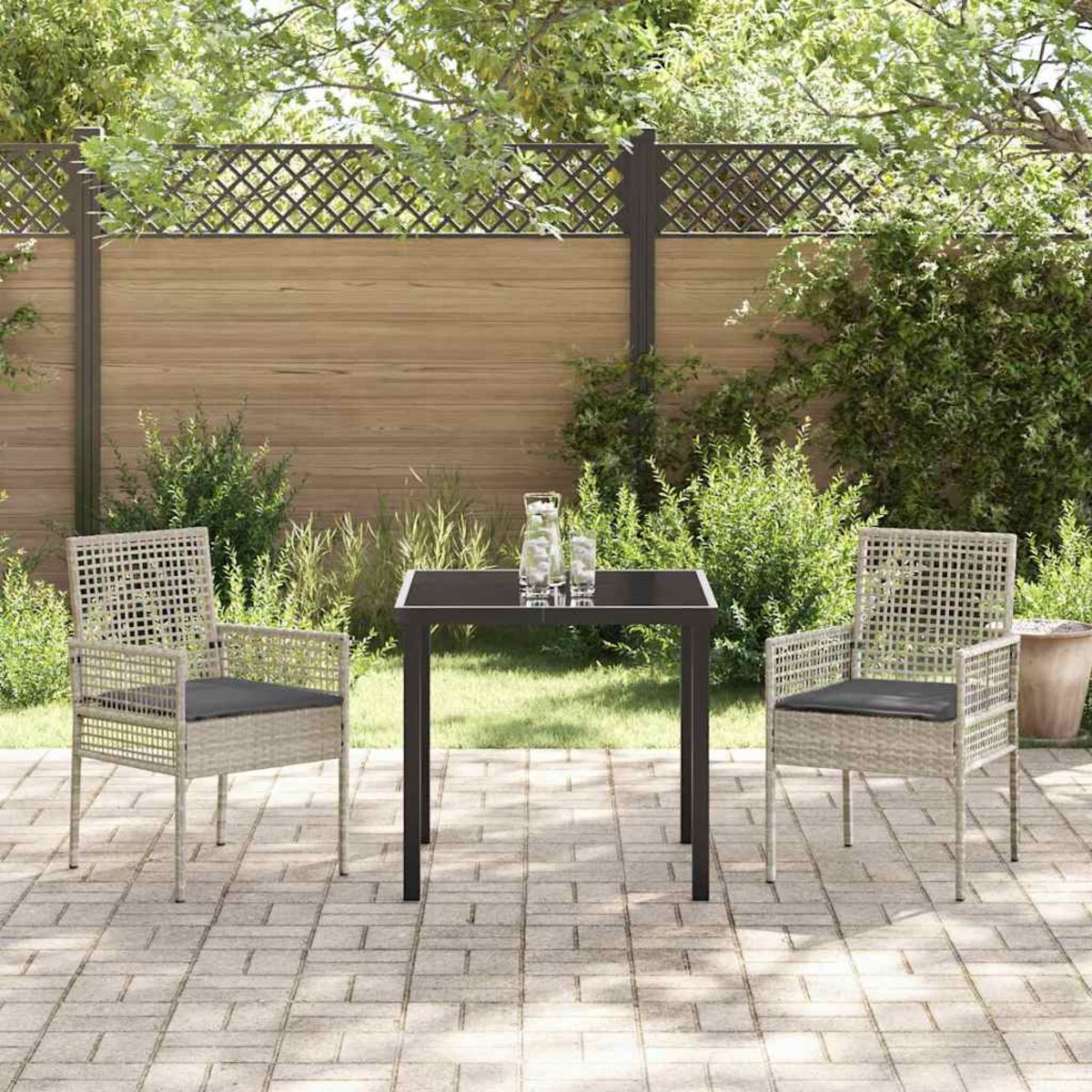 vidaXL Krzesło Ogrodowe 2 pcs Jasnoszary 53 x 60 x 85cm polirattan