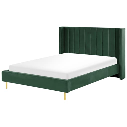 Łóżko welurowe 140 x 200 cm zielone VILETTE