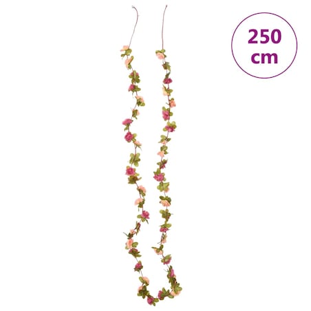 vidaXL Świąteczne girlandy kwiatowe, 6 szt., różana czerwień, 250 cm