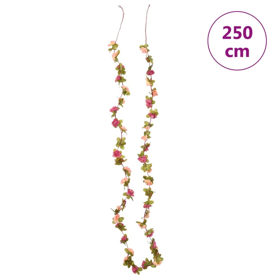 vidaXL Świąteczne girlandy kwiatowe, 6 szt., różana czerwień, 250 cm