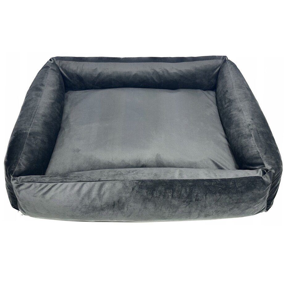 Legowisko Dla Psa Kanapa Posłanie Welurowe 90X75 Cm Prestiżowe Szare