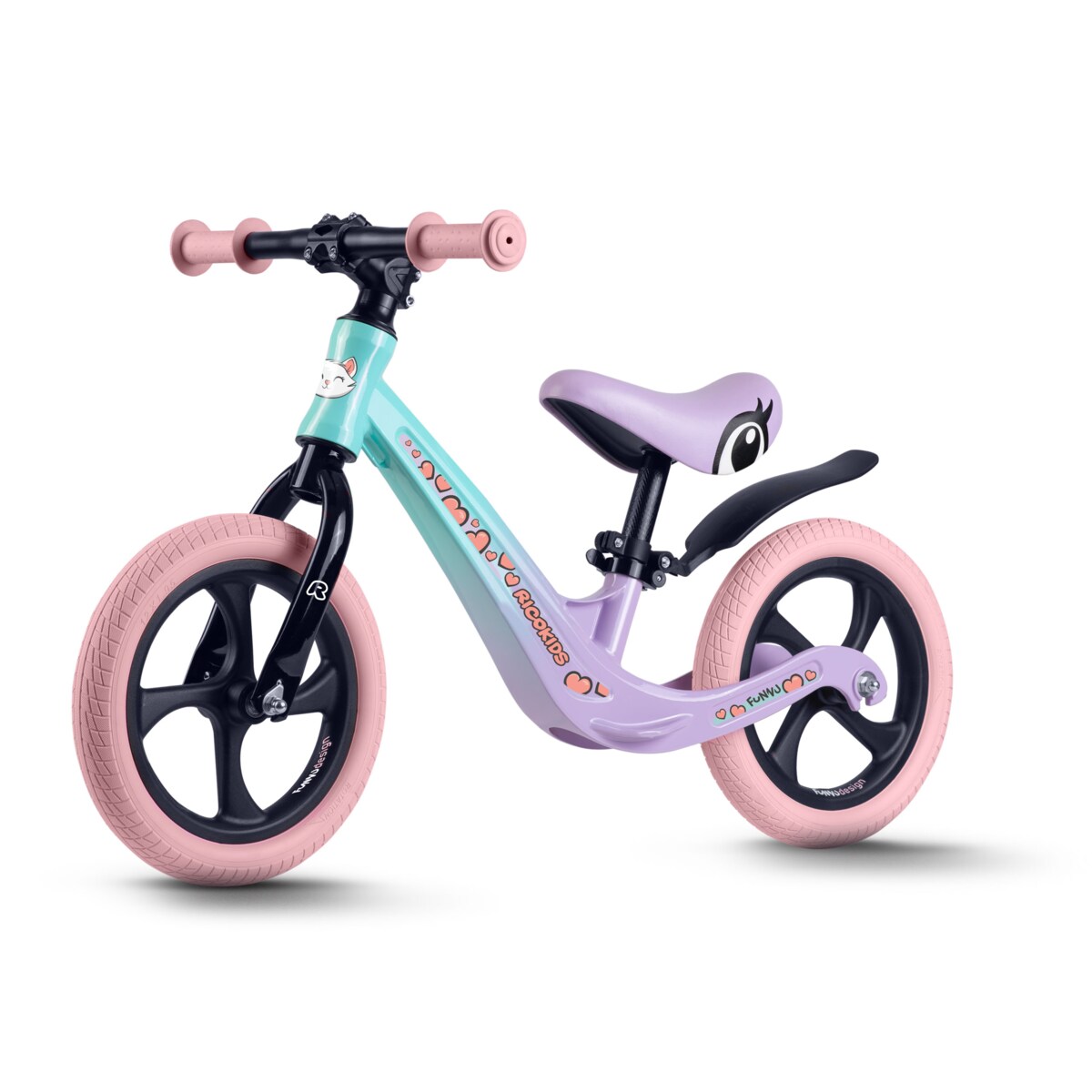 Rowerek biegowy dla dzieci magnesium Ricokids miętowo-różowy Funnu 760504