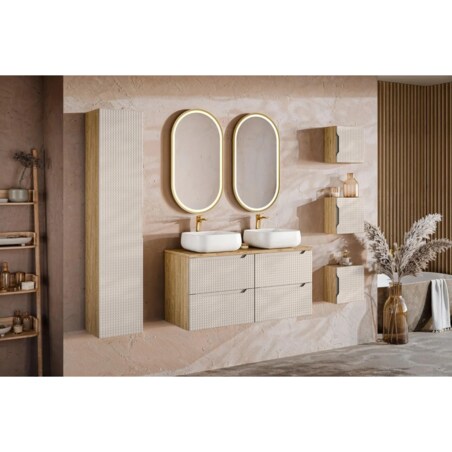 Szafka łazienkowa LUXOR BEIGE 80-01-1D 35cm dąb olejowany/beżowa