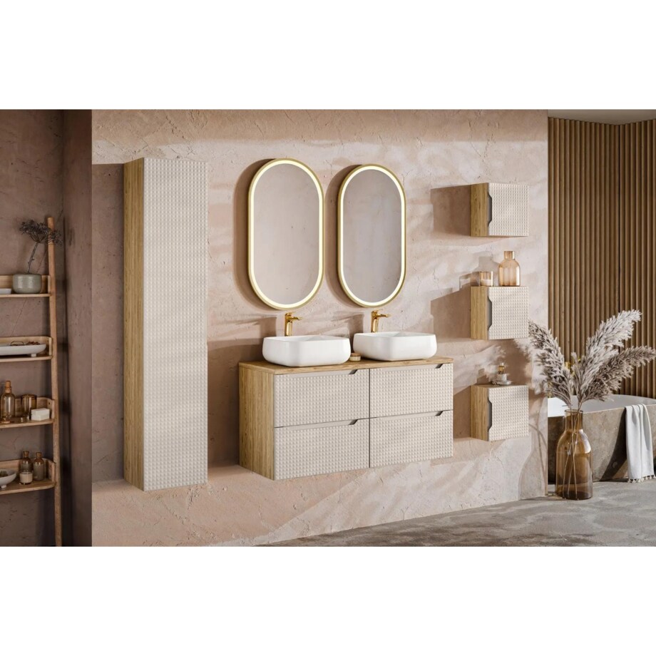 Szafka łazienkowa LUXOR BEIGE 80-01-1D 35cm dąb olejowany/beżowa