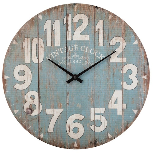 Zegar na ścianę drewniany, zegar ścienny z czytelnymi cyframi, Ø 38 cm
