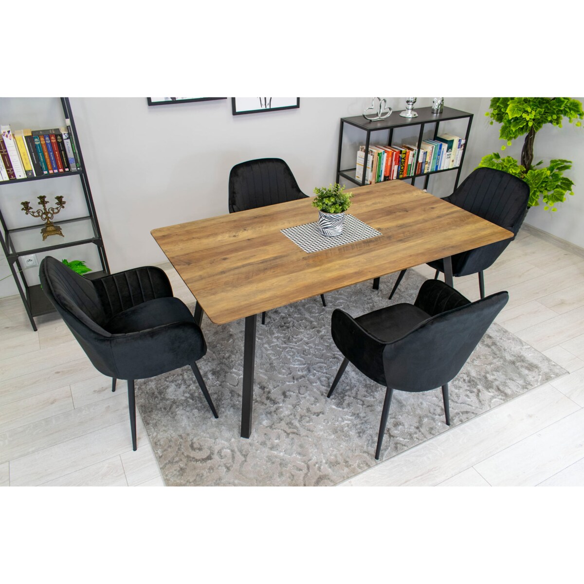 Krzesło Do Jadalni Kuchni Salonu Lugo - Aksamit Czarny / Nogi Czarne