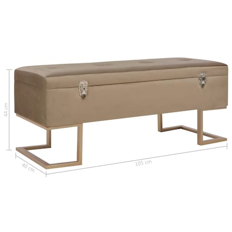 vidaXL Ławka ze schowkiem, 105 cm, beżowa, aksamitna