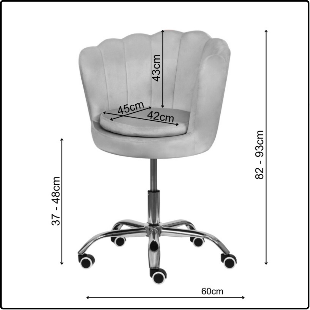 Fotel obrotowy krzesło muszelka welurowy do biurka toaletki szare shell