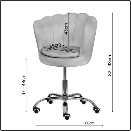 Fotel obrotowy krzesło muszelka welurowy do biurka toaletki szare shell