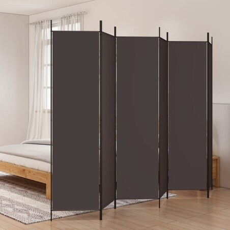vidaXL Parawan 6-panelowy, brązowy, 300x200 cm, tkanina