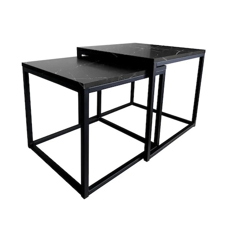 Stolik kawowy 2w1 CUBE marmur czarny