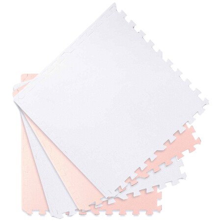 Duża mata piankowa puzzle piankowe 60x60 cm 4 szt. Ricokids biało-różowa