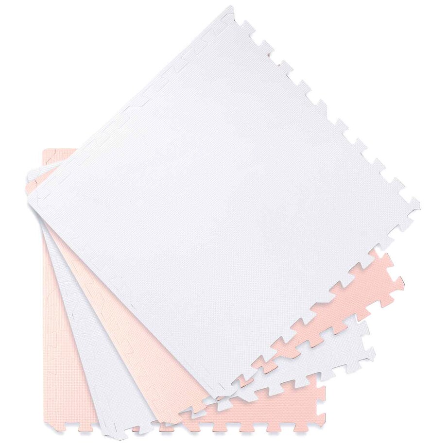Duża mata piankowa puzzle piankowe 60x60 cm 4 szt. Ricokids biało-różowa