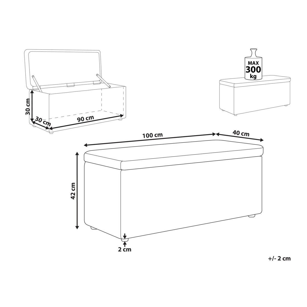 Otomana ze schowkiem OREM Różowy