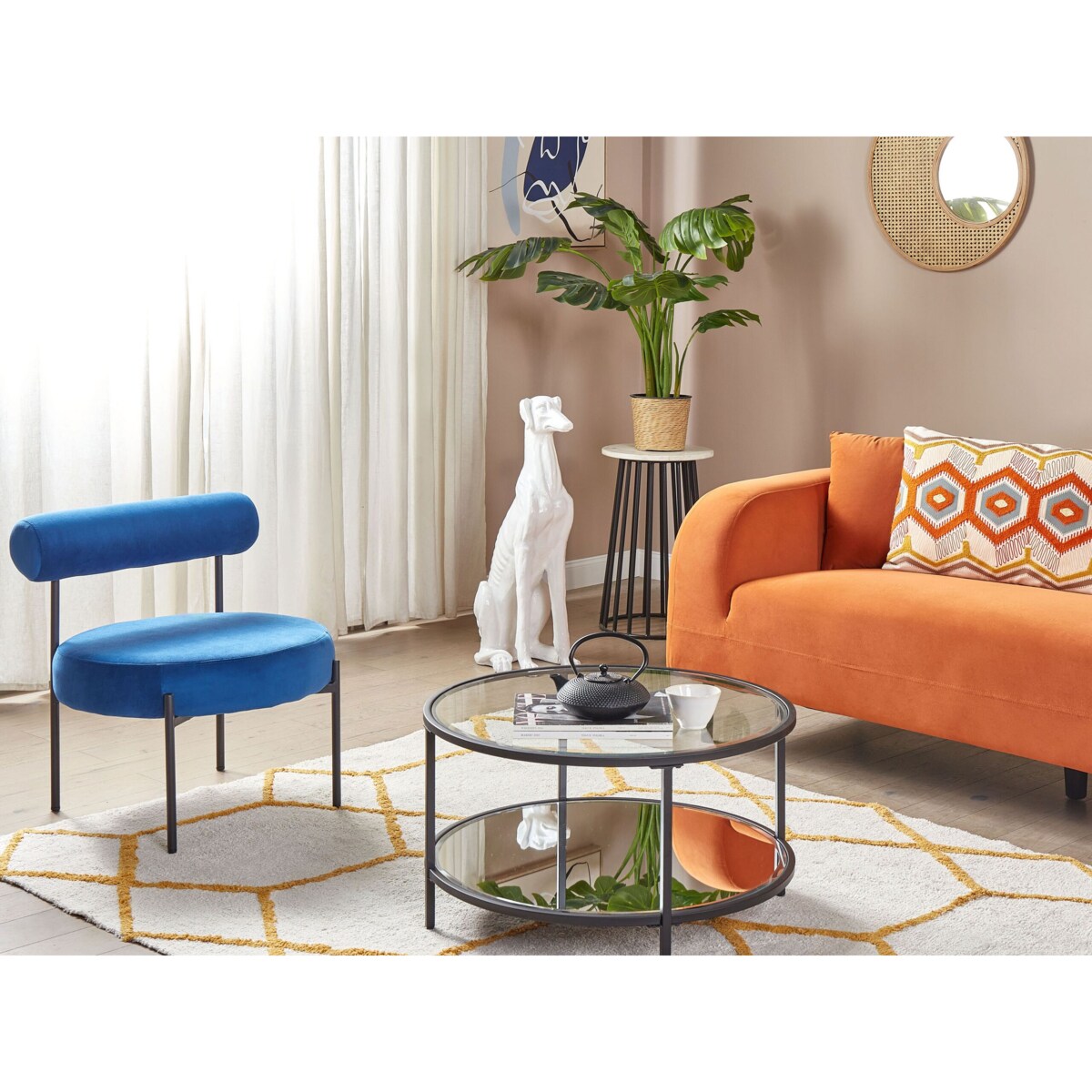 Stolik kawowy BIRNEY Szkło hartowane Czarny